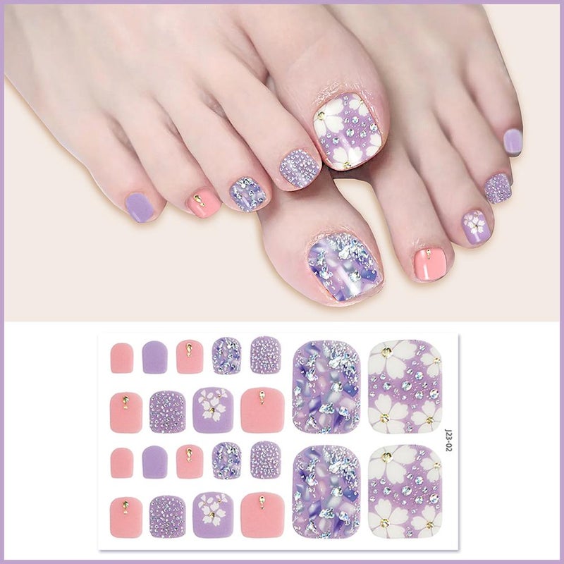 New waterproof toenail stickers with a trendy crystal glitter finish.